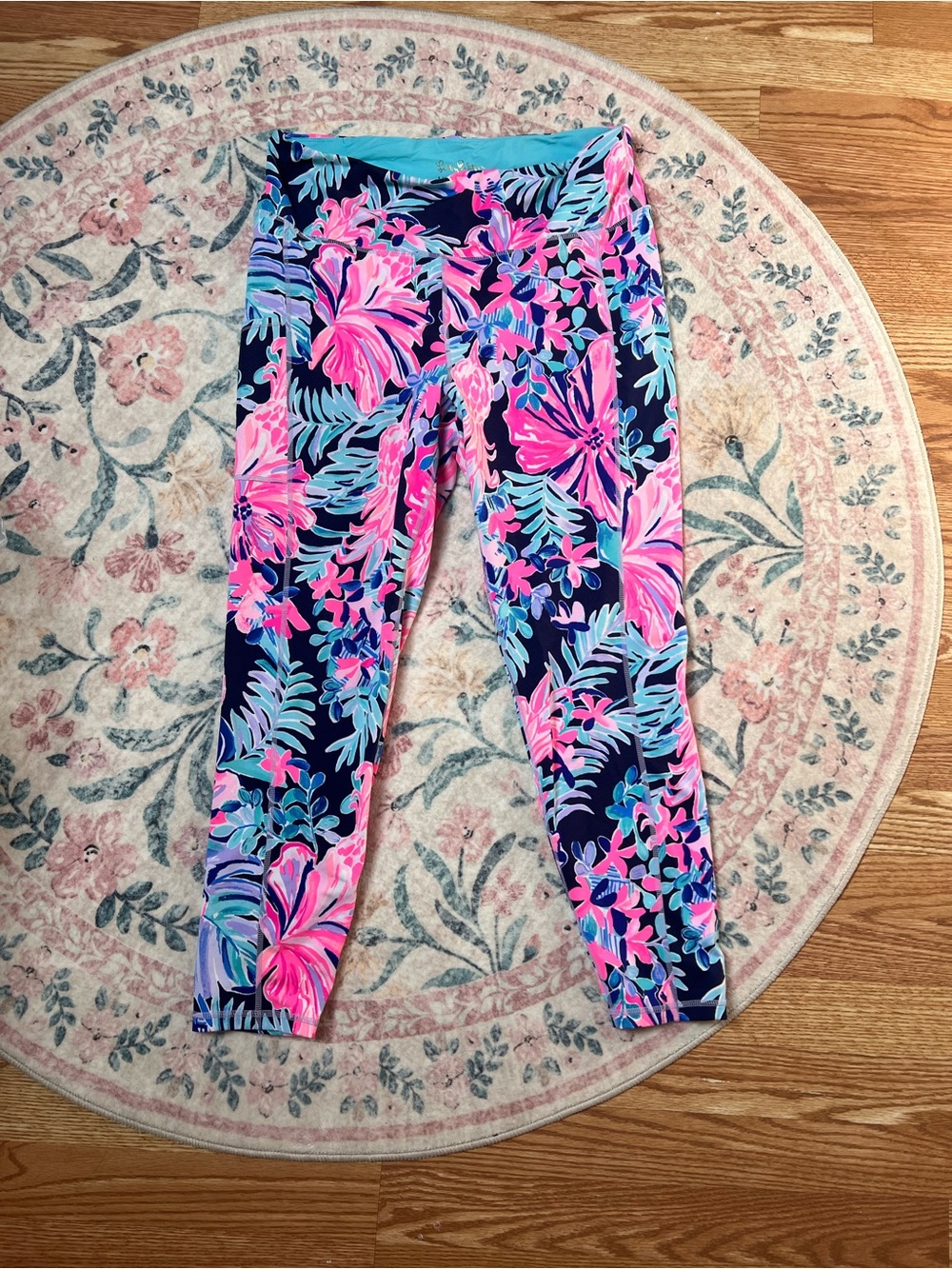Lily Pulitzer Floral Active Leggings - Pink & Blue